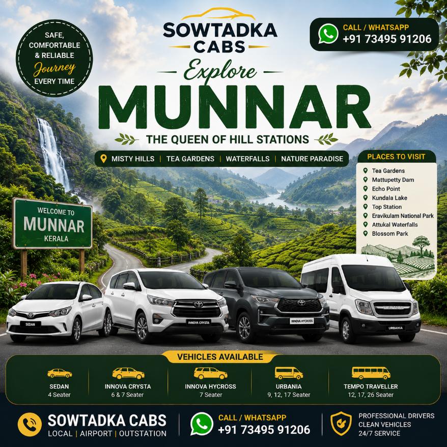 Taxi from Bangalore to Munnar
